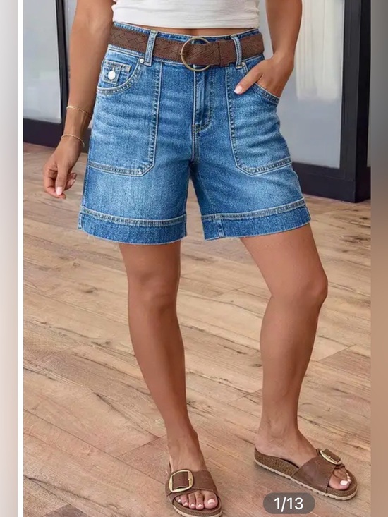 Flamingals Pants - Flamingals Wash Split Mid Waist Denim Mid Thigh Shorts Without Belt 2XL PS9-31